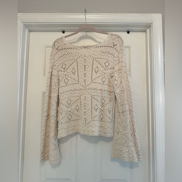 MAXINE CROCHET SWEATER VINTAGE CREAM - Picture 2 of 2